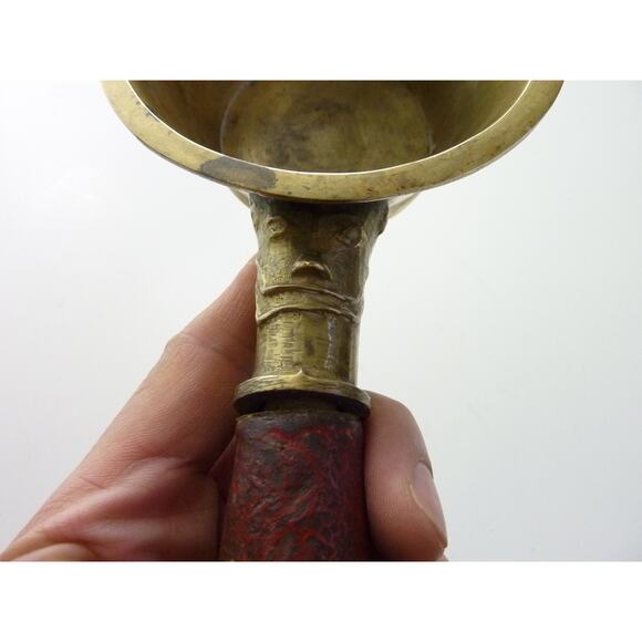 Vintage Chinese Iron Dragon Brass Coal Pot Design and Wooden Handle Antique - Picture 5 of 6